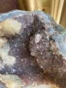 9” bronze bowl, geode with amethyst crystals 6” x 5”