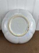 Vintage McCoy Pottery Lot – Leaf Basket Vase & White/purple Scalloped Bowl