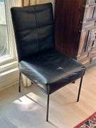 Le Corbusier LC6 Dining Table with Custom Black Granite top, 8 Montis Leather Dining Chairs