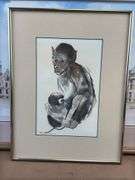 3 framed maps, Jerry Baum framed art, frame, signed Monkey artwork, flower and horse framed wall art/decor