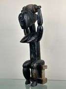 Carved African Seated Female Figure with Vessel