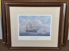 Framed prints, Windsor castle, street drawing, 6 sailboat pictures