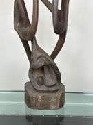 Hand-Carved Abstract Couple Sculpture with Decorative Accents