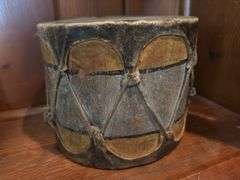 Pair of Native American moccasins, Cochiti Pueblo Vintage Painted Ceremonial Drum