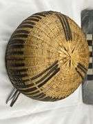 Handwoven Basket & Folk Art Checkerboard Game Board