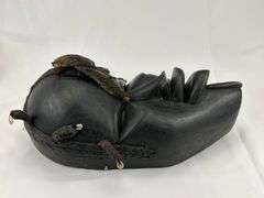African Carved Tribal Mask with Braided Fiber and Cowrie Accents and Group of Tribal-Inspired Decorative Items