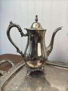 Oneida silver plated tea service set on 24.5” by 13.5” double handled tray