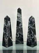 Trio of Black Marble Obelisks