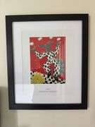 3 framed & matted prints: El Jalen by John singer 17” X 21”. Abstract artwork 20” X 26”   Coyote 75 by Harry Fonseca  17” X 20”