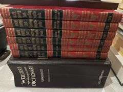 Webster dictionary, self teaching encyclopedias, globe bookends