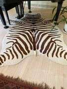 Zebra rug 80”L x 72”w genuine steer hide