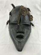 African Carved Tribal Mask with Braided Fiber and Cowrie Accents and Group of Tribal-Inspired Decorative Items
