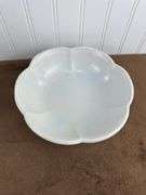 Vintage McCoy Pottery Lot – Leaf Basket Vase & White/purple Scalloped Bowl