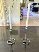 Pair of Hand-Forged Iron Candle Holders