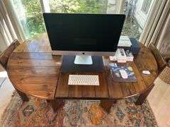 Silvio Coppola for Roche Bobois 47” Pine Table with 17” leaf and 6 Chairs
