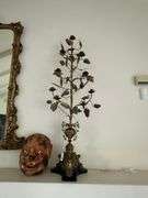 Pair ornate metal and brass 9 candle candelabra 52”h