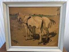 3 framed maps, Jerry Baum framed art, frame, signed Monkey artwork, flower and horse framed wall art/decor