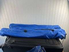 Large rolling suitcase, 2 bag chairs, 2 camping candle stoves/warmers