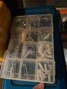 5 shelves, hardware, lights and bulbs, baskets, picture frames, miscellaneous (in basement)