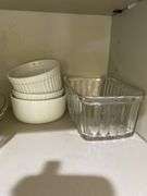 Glass pie pans, serving bowls and ramekins