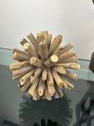 Hand-Carved Abstract Couple Sculpture with Decorative Accents