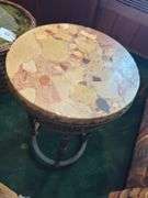 Marble top plant stand with iron base