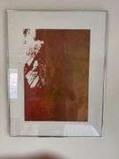 3 framed & matted prints: El Jalen by John singer 17” X 21”. Abstract artwork 20” X 26”   Coyote 75 by Harry Fonseca  17” X 20”