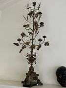 Pair ornate metal and brass 9 candle candelabra 52”h