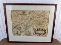 3 framed maps, Jerry Baum framed art, frame, signed Monkey artwork, flower and horse framed wall art/decor