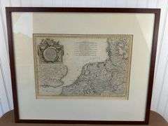 3 framed maps, Jerry Baum framed art, frame, signed Monkey artwork, flower and horse framed wall art/decor