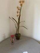 30” table & skirt , vase & orchid