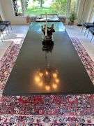 Le Corbusier LC6 Dining Table with Custom Black Granite top, 8 Montis Leather Dining Chairs
