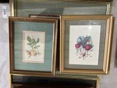 4 fruit and 6 rose framed prints