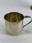 Silver trays, cup, fluted cone