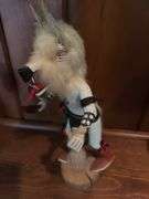 Pair of 11” signed White Wolfman Kachina Dolls