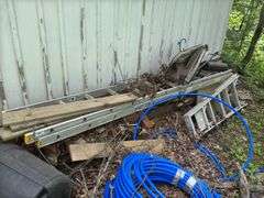 Ext. ladder, folding ladder, wheel barrel, Squirrel proof Shepards hook
