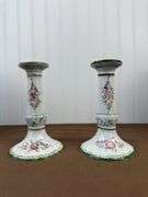 Pair of ceramic candlesticks hand painted Poland,  2  vases “Delft Hollander” “TIFFANY & Co.