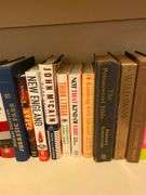 Bottom shelf of books