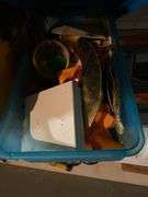 5 shelves, hardware, lights and bulbs, baskets, picture frames, miscellaneous (in basement)
