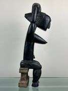 Carved African Seated Female Figure with Vessel