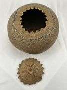 Peruvian Hand-Etched Gourd Vessel with Lid
