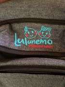 Booster seat, heating pad, 2 Deaconess open cloth totes, small plastic tote, lamp shade