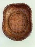 21” woven rattan tray, 9” x 11” basket