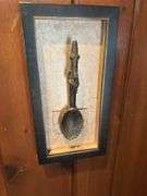 2 framed African ceremonial sculptures 7.5” x 15.5”