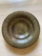 9” bronze bowl, geode with amethyst crystals 6” x 5”