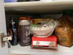 Glass vases and bottles, coffee filters, coffee, tea