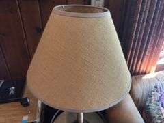 Table lamp with burlap shade 29”