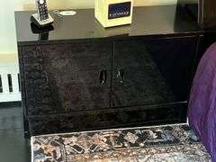 Pr of black laquered night stands