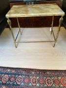 Antique brass and onyx side table 21”w x 13”d x 18”h