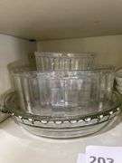 Glass pie pans, serving bowls and ramekins